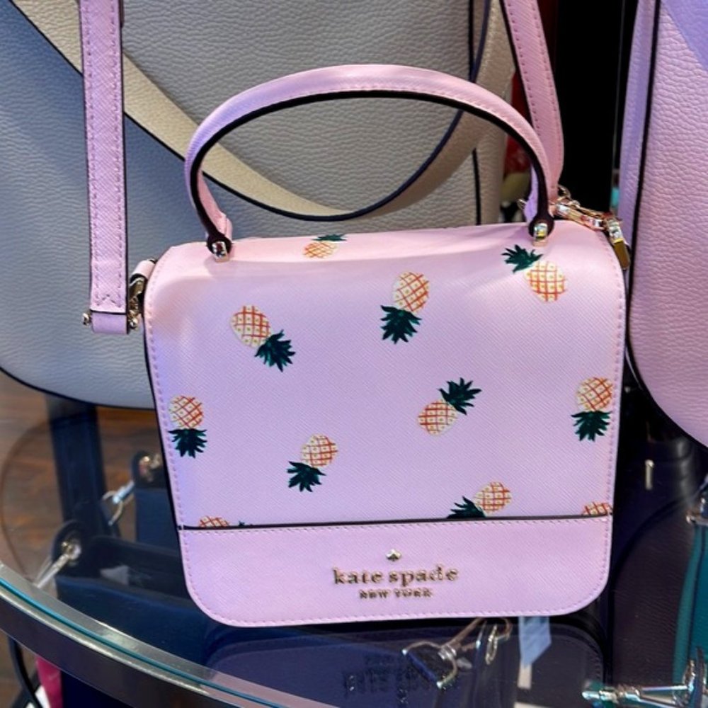 Kate Spade Staci Square Pineapple Crossbody Pink Multi - Picture 1 of 16